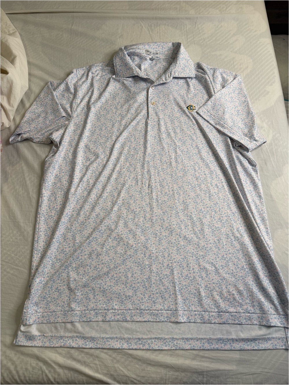 Light Blue Floral Polo Shirt - Classic Men's Collared Tee
